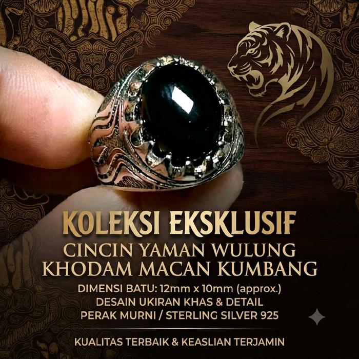 Cincin Batu Yaman Wulung Dim12mm Kh0dam M4c4n Kumbang Desain Eksklusif Kualitas Terbaik untuk Akseso