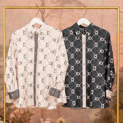 Calya monogram atasan blouse and shirt  wearing klamby