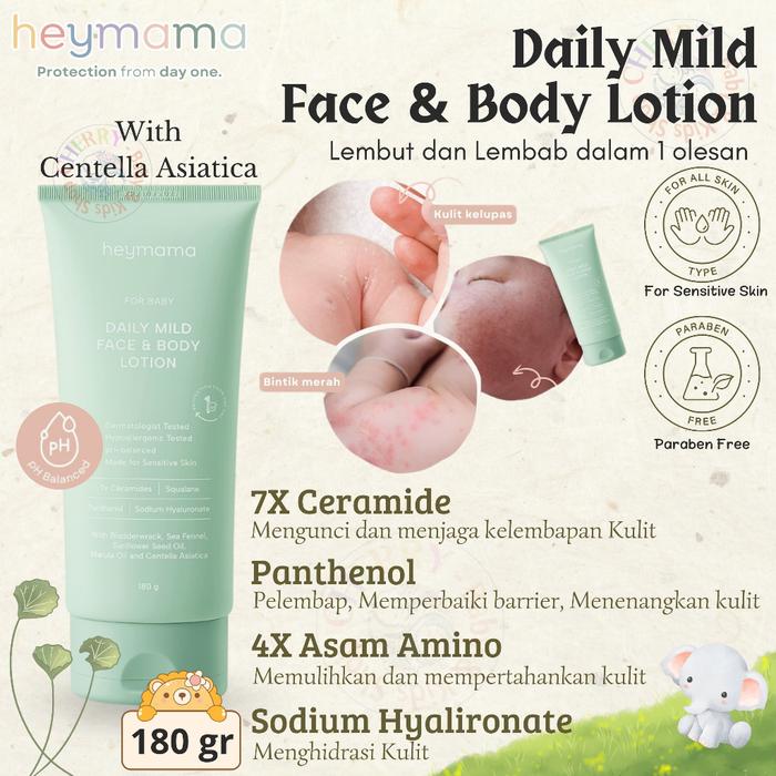 Ready Heymama Daily Mild Face & Body Lotion With 7X Ceramide Dan Pathenol 180Gr / Lotion Pelembab Ku