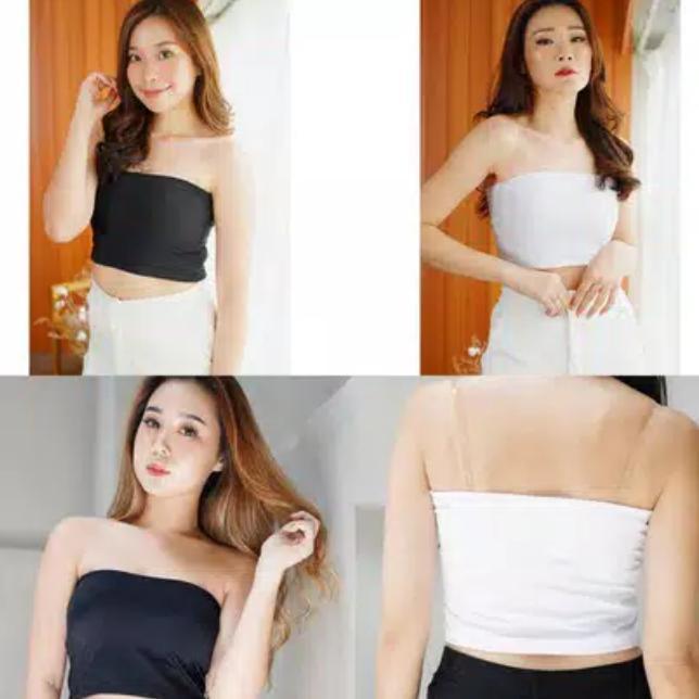 kemben bra tank top tanpa tali daleman wanita atasan wanita kaos - Hitam