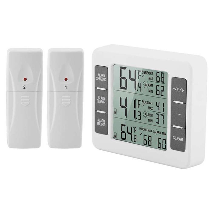 Display LED Mini Termometer Kulkas Alarm Nirkabel Digital Dapat
