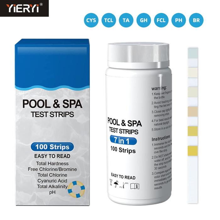 100 Strips/Bottle Swimming Pool Test Paper PH Chlorine Hardness
