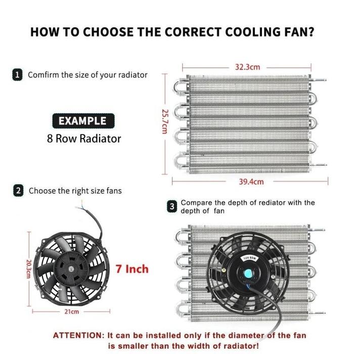 Kipas Pendingin Radiator Pendingin Elektronik Ac Mobil Universal 12 Inch 12V 80W 2100Rpm Blade Listr