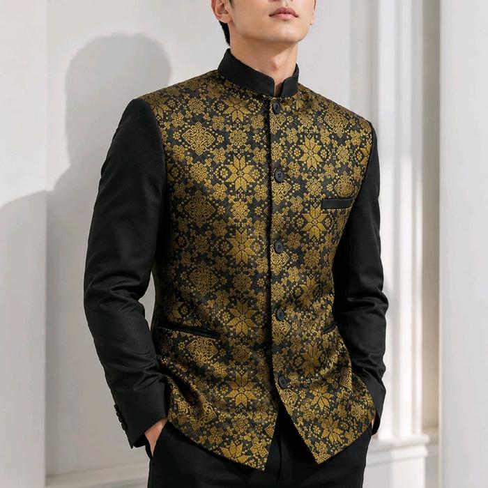 JAS BATIK BLAZER BATIK JASKO BATIK JASKO SONGKET JAS PRIA PREMIUM Hitam Dewasa Bahan Adem Halus Nyam