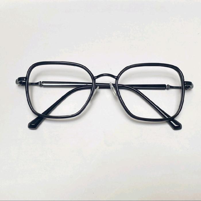 Frame kacamata kotak persegi, Besi titanium + plastik, kokoh & nyaman