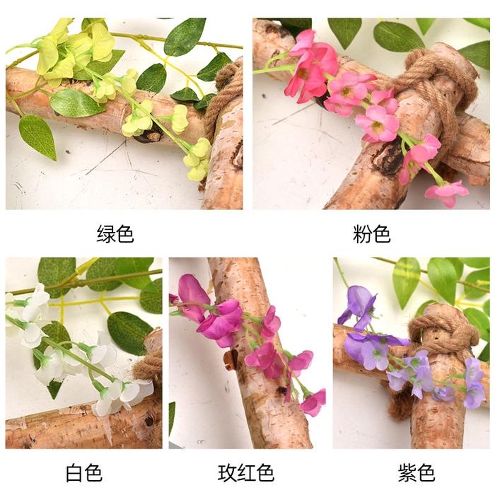 Tanaman Hias Palsu Daun Rambat Bunga Wisteria Rambat flower Juntai Ornamen Bunga Hias Plastik Dekora