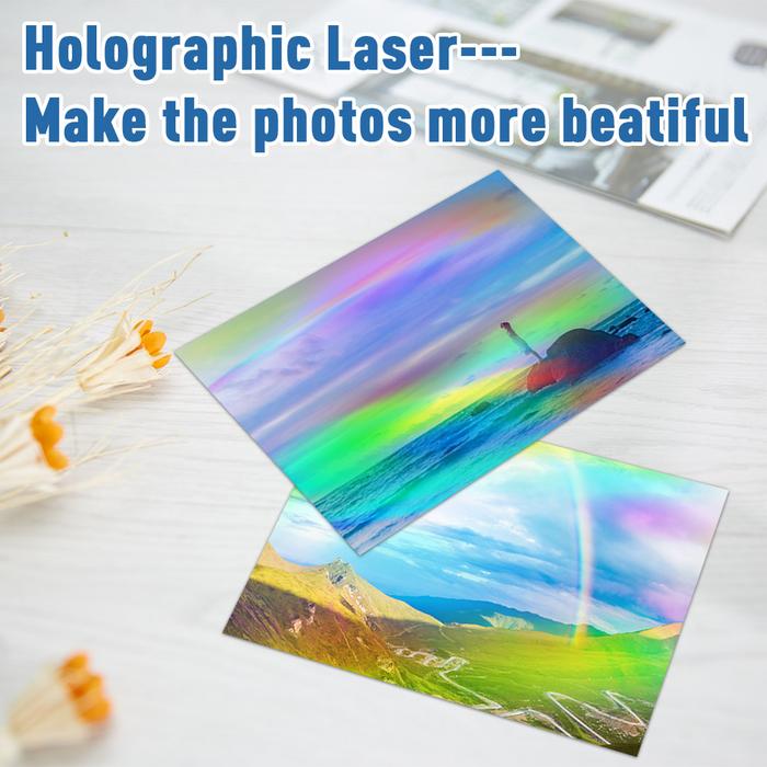 50 Sheets Hologram Cold Laminating Film Self-adhesive A4 Broken Glass Stars Paper film DIY package C