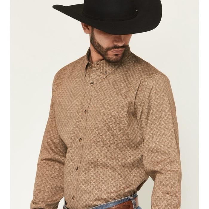 KEMEJA ORIGINAL CODY JAMES MEN'S BIG DEAL GEO PRINT LONG SLEEVE BUTTON-DOWN STRETCH WESTERN SHIRT