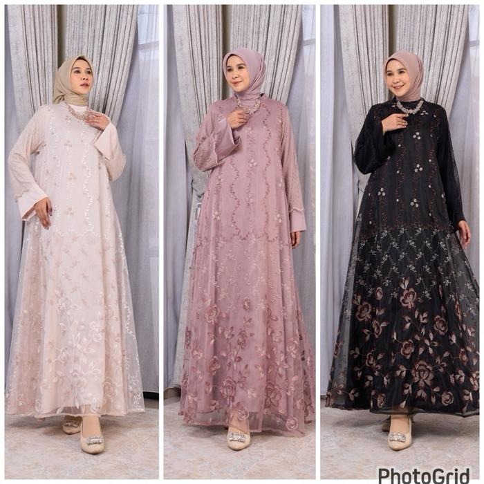 ANAIZA gamis marevi mewah premium,dress brukat kondangan kekinian wanita muslimah
