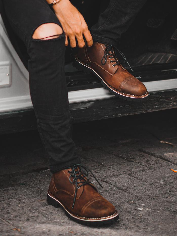 Sepatu Boots Kulit Asli - Vigos Dexter Darkbrown