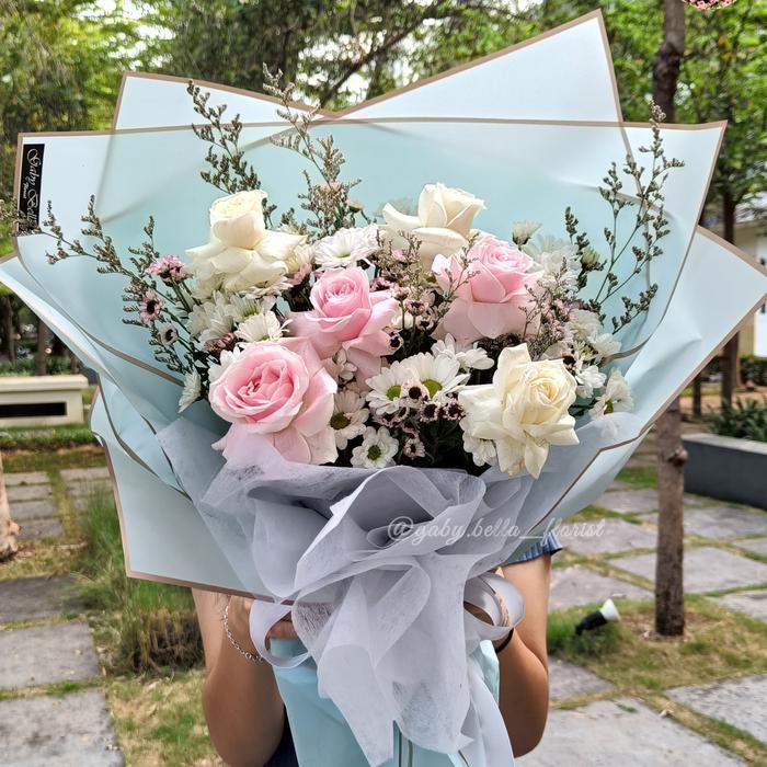 Buket Mawar Biru Bunga Blue Bunga Biru Bunga Tangan Mawar Biru Bunga Ultah Kado Ultah Buket Mewah Bu