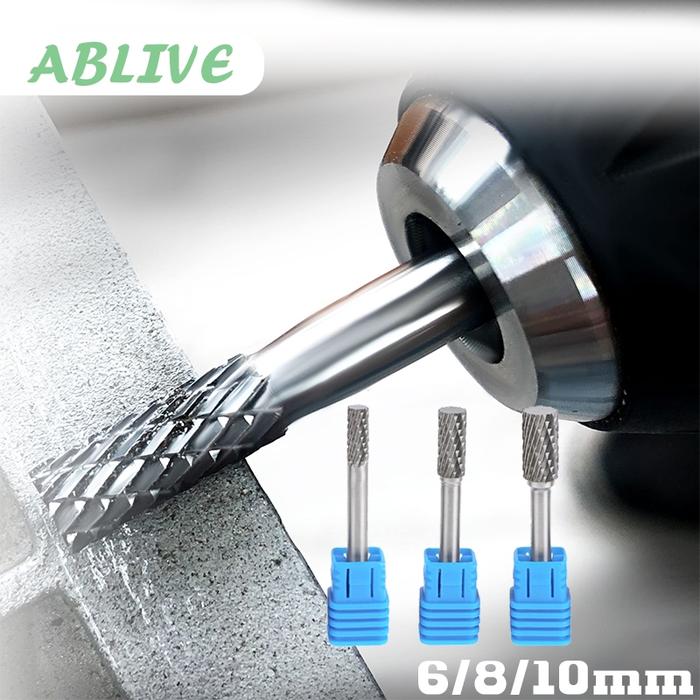 6/8/10mm Grinder Carbide Rotary File Besar Mata Tuner Porting Bor Ukir Baja