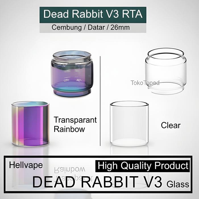 (HARGA TERBAIK) Glass Tank DEAD RABBIT V3 RTA 26mm Bubble | tabung kaca tube tank