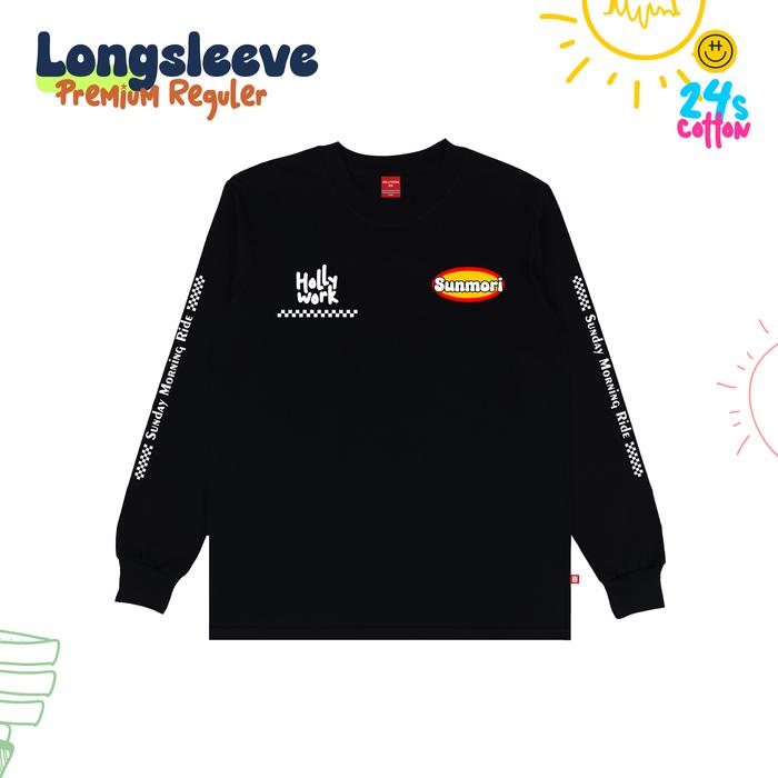 Sunmori Baju Anak Laki Laki Kaos Lengan Panjang Hitam Combed Katun Adem Nyaman 5-12 Tahun Fashion Lo