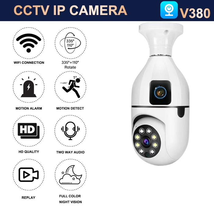 Cctv V380 Pro8Mp Dual Lens Wireless Security Camera Wifi Dual Screen Two Way Audio Surveillance Cctv