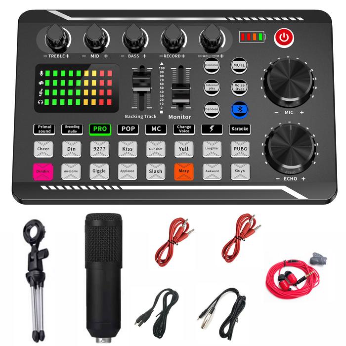 Kit Mikrofon Streaming dengan Mixer Audio (Opsional) dan Mikrofon