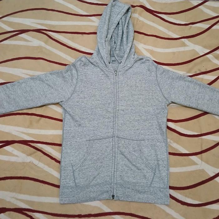 Hoodie Uniqlo Zipper Abu-Abu