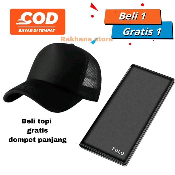 Dompet kulit + topi jaring dompet mens walet Kartu