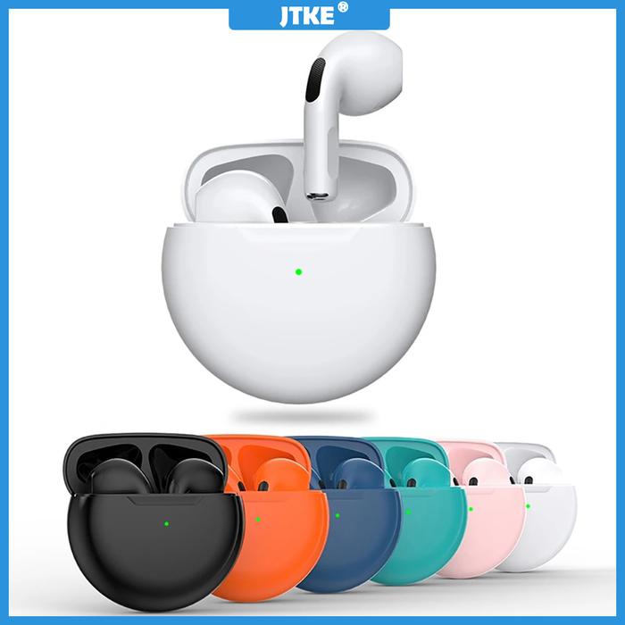 JTKE Pro6 TWS Earphone Bluetooth 5.0 Kontrol Sentuh, Earbud Olahraga