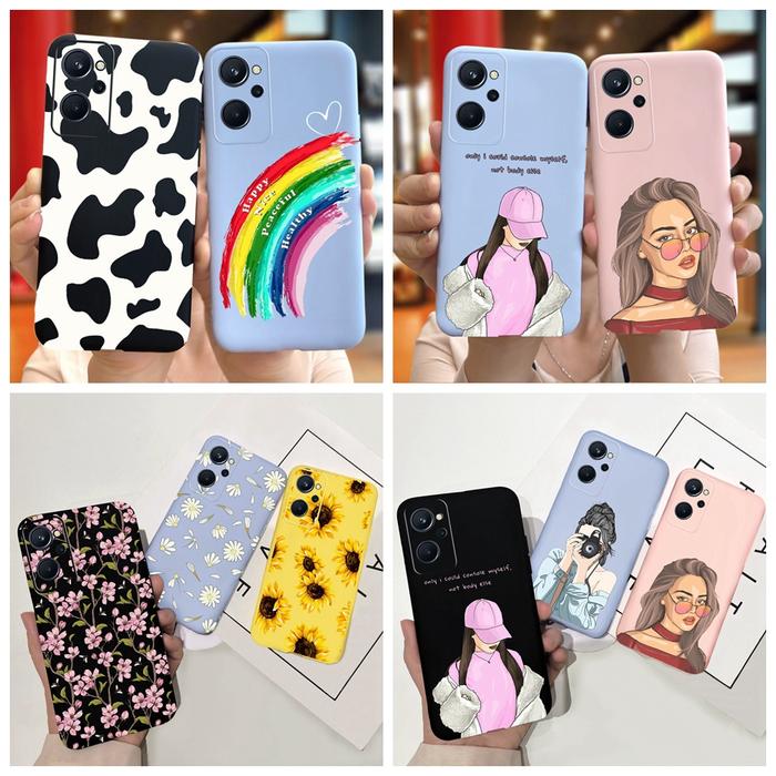 For OPPO A96 Case 2022 Stylish Gril Rose Rainbow Silicone Soft Cover