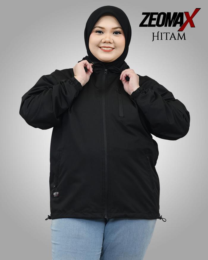 Windbreaker Onfito ZEOMAX Hitam-Jaket Jumbo-Jaket Parasut Hoodie Bomber Cowok Cewek