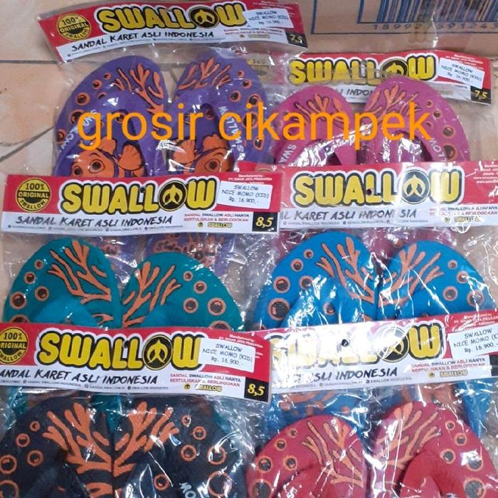 Sendal anak Swallow MOMO KID 6 pasang sendal jepit anak,7 7½ 8 8½ anak tanggung Kaki Fashion Sandal 