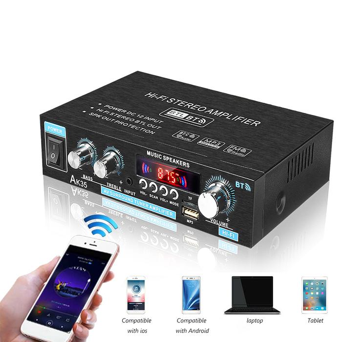 AK35 800W Home Car Amplifiers 2 Channel bluetooth 5.0 Surround Sound