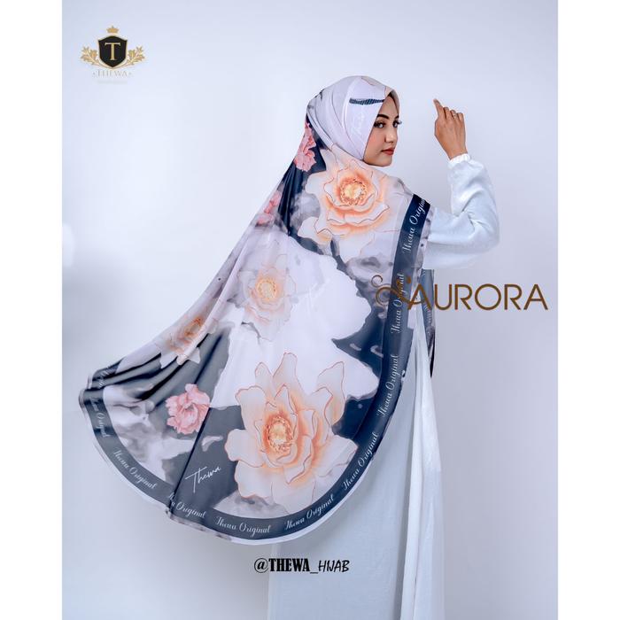 THEWA Kerudung/Khimar/Hijab “AURORA" PRINTING POLOS Jumbo OVAL 2 LAYER CERUTY
