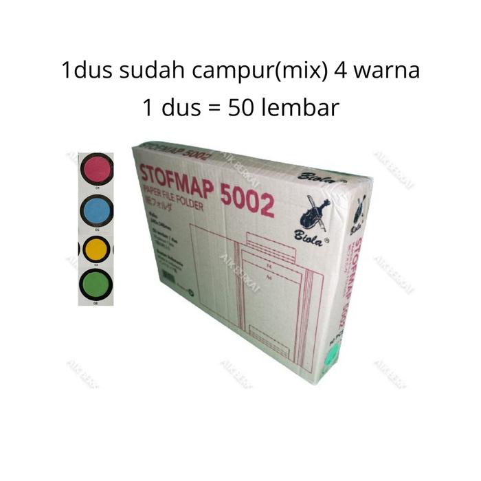 Map kertas Biola 5002 tanpa snell 1 dus mix 4 warna