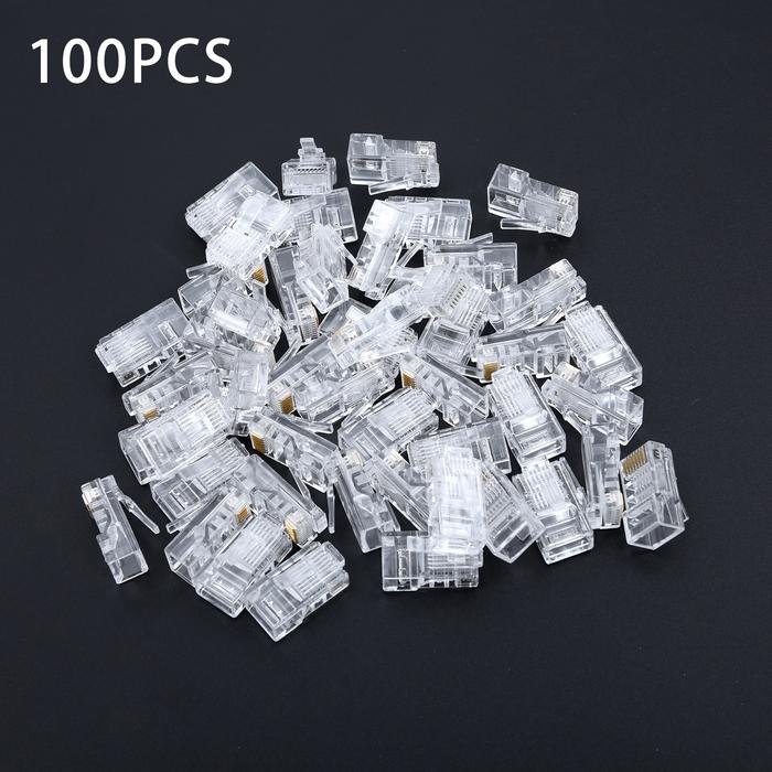 100Pcs CAT5e 8P8C RJ45 Network Cable Connector RJ45 Network Modular