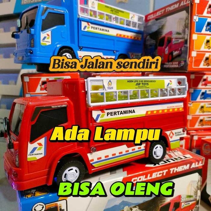 MAINAN ANAK TRUCK OLENG PERTAMINA LPG GAS ELPIJI TELOLET BASURI ADA LAMPU DAN SUARA BUMP AND GO JSP 
