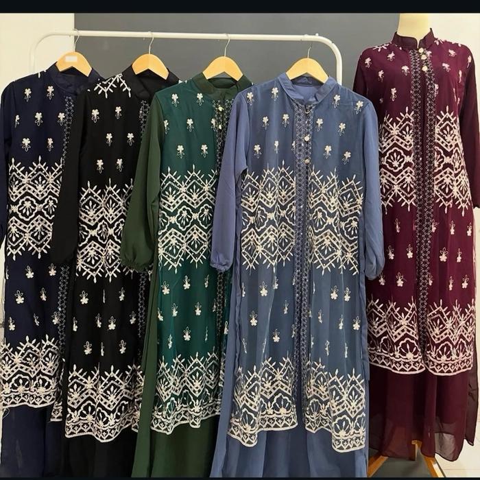 Gamis ceruti mix brokat ld 110 panjang 130