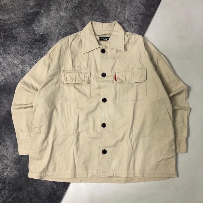 OuterJacket Double Pocket NJ CLOTHING COMPANY Urban Garment Unisex Jacket Beige Pria Wanita