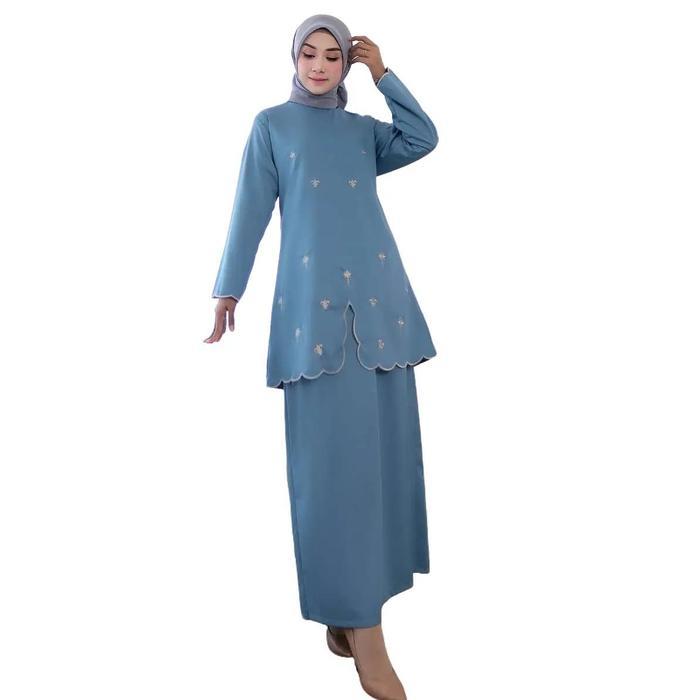 Shakila Stelan Rok Bordir Wanita Muslim Bahan Katun Toyobo Baju Panjang Setelan Casual Dewasa Formal