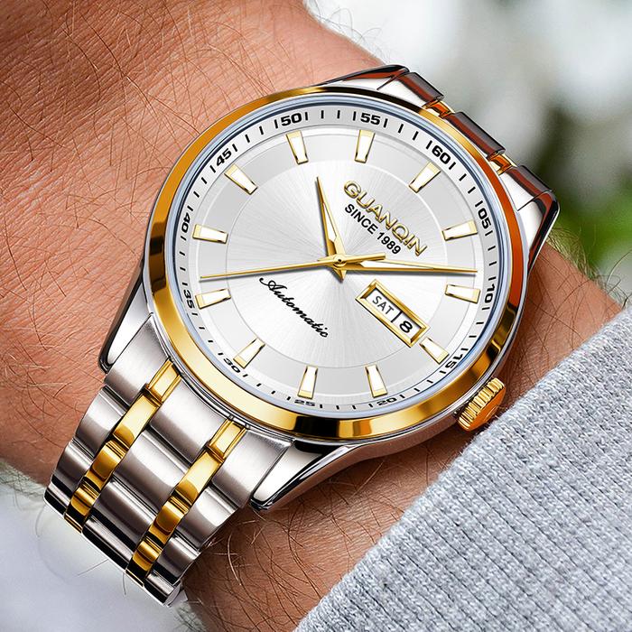 GUANQIN Men Mechanical Watch Automatic Movement Stainless Steel Luxury Business Leisure Luminous Wat