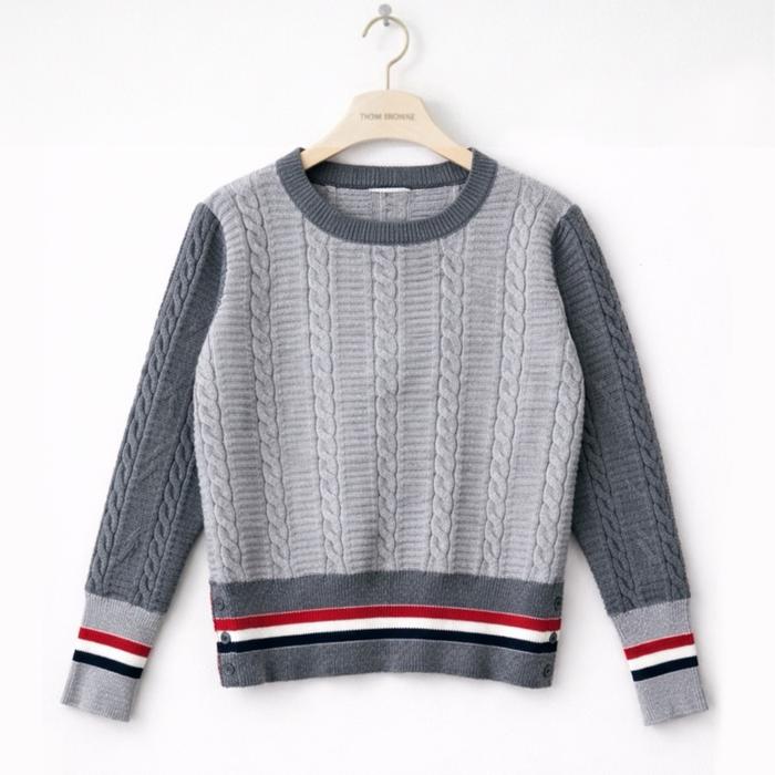Mirip Thom Browne Luxury Sweater Knitwear Rajut Kepang