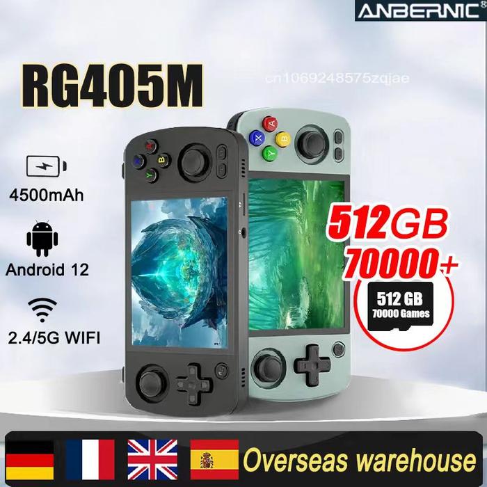 ANBERNIC konsol Game genggam RG405M, konsol Game genggam Retro logam