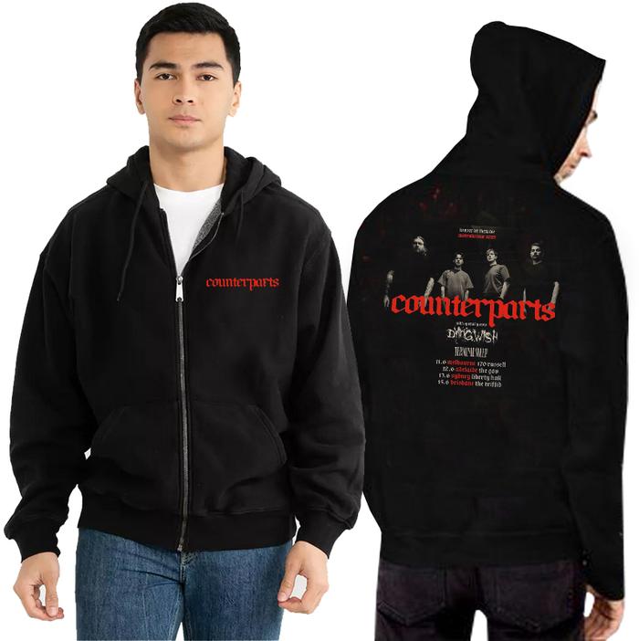 Sweater Hoodie Counterparts Tour Hoodie Ritsleting Bahan Cotton Fleece | New Zipper Hoodie
