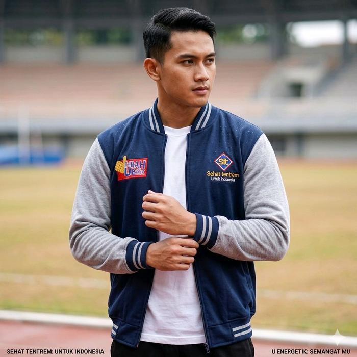 Jaket Bomber Varsity Bomber ala ST Sehat Tentrem untuk Pria Distro Wanita Kaos Custom