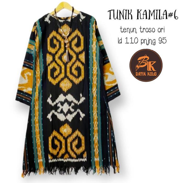 blouse wanita tunik tenun troso ori motif etnik jepara lombok sumba