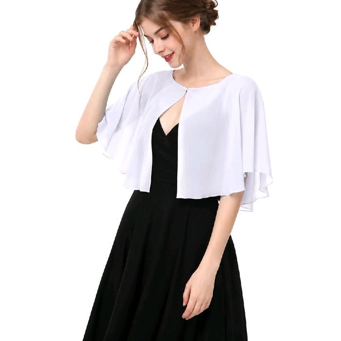X's - Cape Sifon Outerwear Stylish Hitam Putih Bahan Premium Nyaman Digunakan Blouse Outer Wanita Ke
