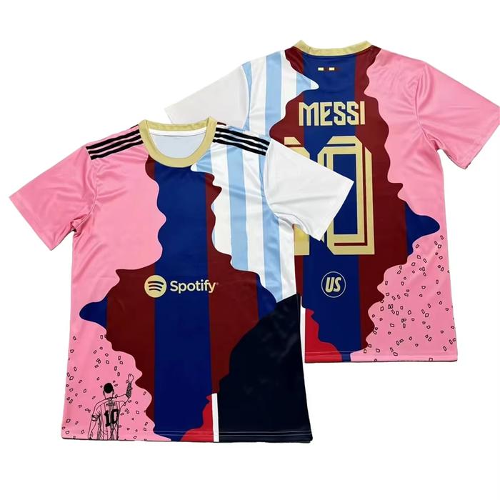 Mens Messi Special Jointly Signed Short Sleeve Football Shirt Youth Kids Training Soccer Moto Unifor