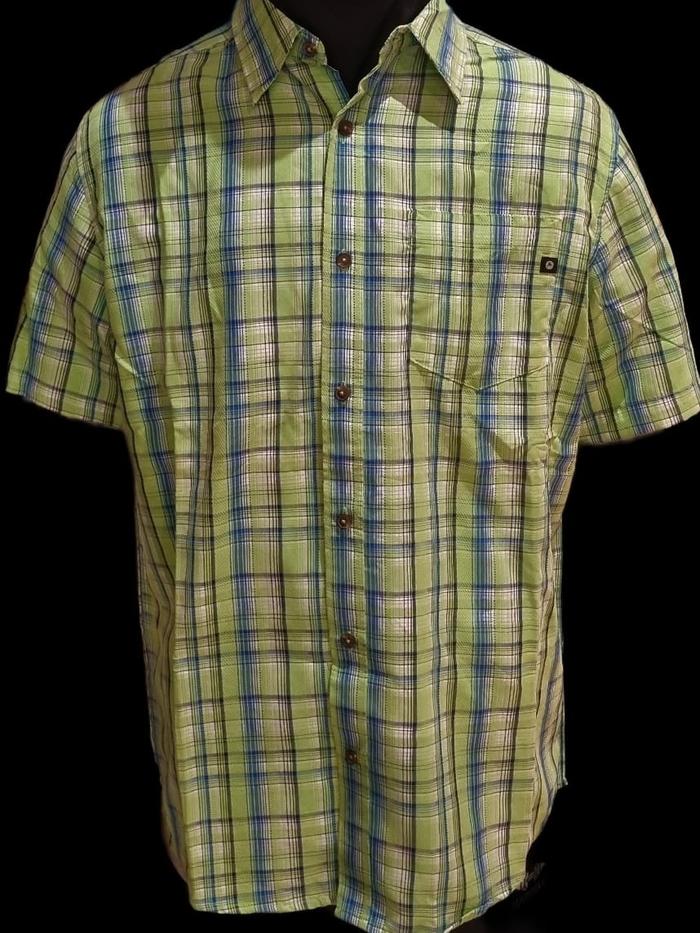 Marmot Baju Lapangan Resmi UV Protection Size Large Kemeja Plaid Hijau Biru untuk Pengguna Size Larg