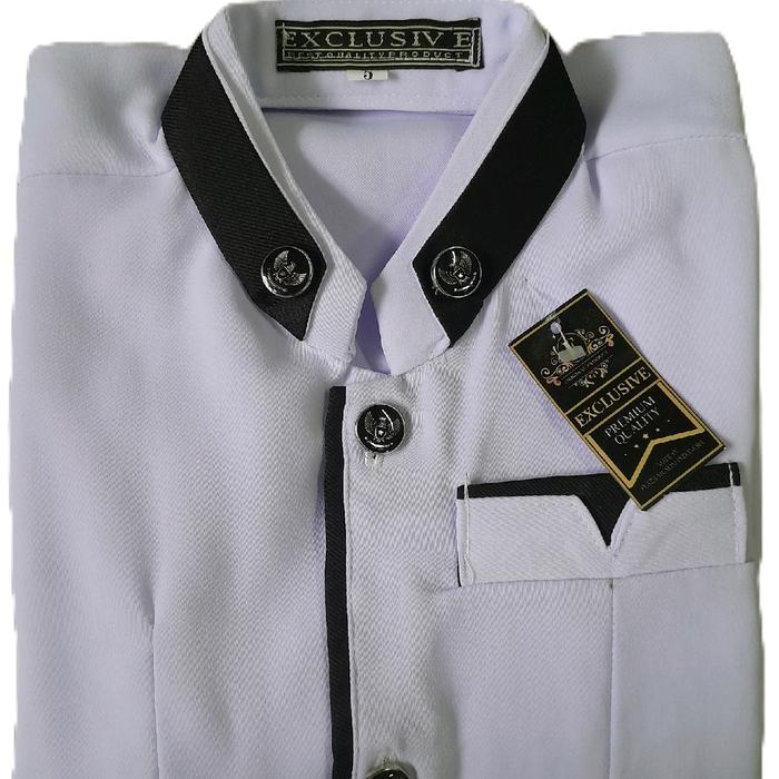pakaian muslim anak laki-laki Atasan Koko Lebaran 2026 Anak lis Polos Lengan Panjang . Baju Lebaran 