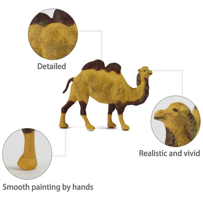 Evemodel Animals 12pcs Model Trains HO Scale 1:87 PVC Painted Two-humped Camel Bactrian Camel Wild A