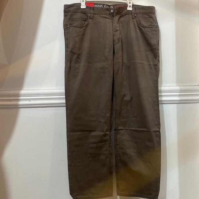 Celana panjang pria dewasa Hugo gold bahan katun denim Chino Hitam Casual Formal Cowok Kerja