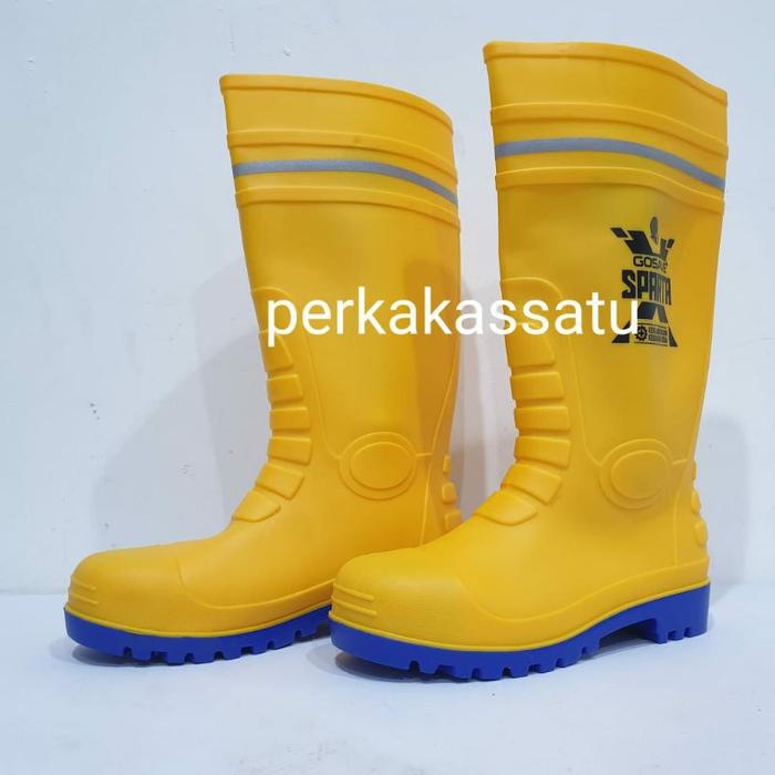 Terbaru SEPATU BOOT KUNING SAFETY STEEL TOE KEPALA BESI PVC GOSAVE SPARTA X YELLOW SPARTA-X