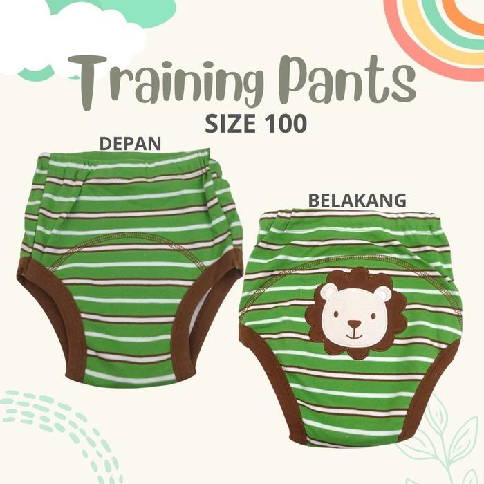 Mom N Bab Training Pants Motif Warna Size 100 Celana Bayi Berbahan Katun 100 Persen dengan Desain Ka