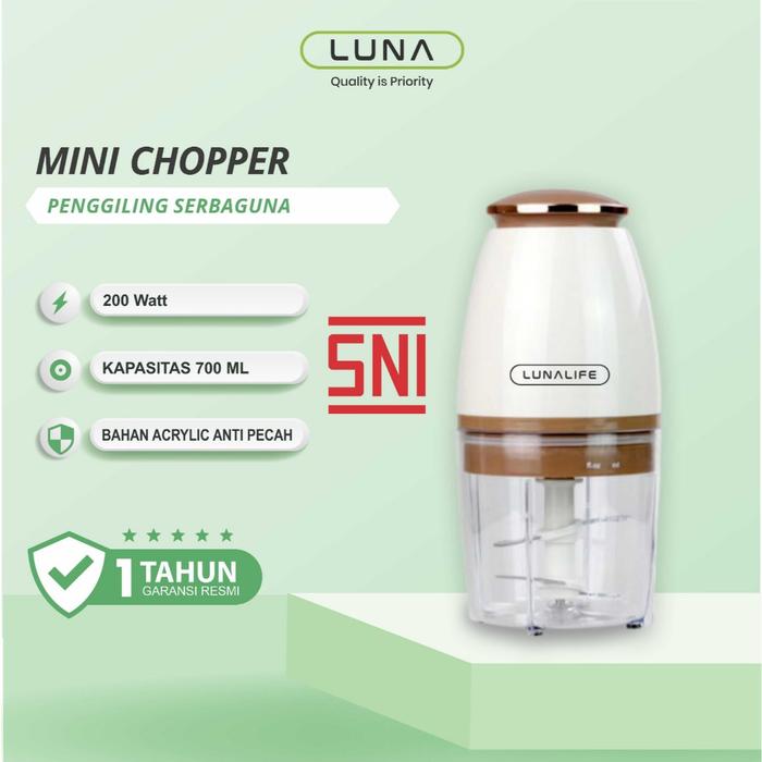 LUNALIFE Mini Chopper Bumbu Blender Kapsul / Chopper Elektrik 700ml SNI Officail Warranty