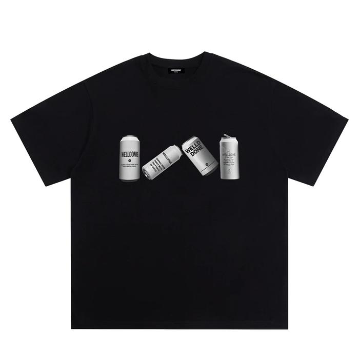 We11DONE CDG Fashion Bottle Print Lengan Pendek Kasual Oversize Kemeja Lengan Pendek Katun Murni Kas